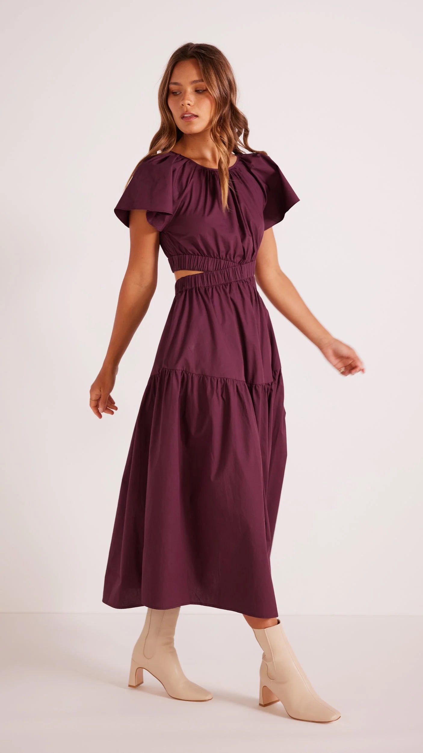 Allegra Cut Out Midi Dress - Purple