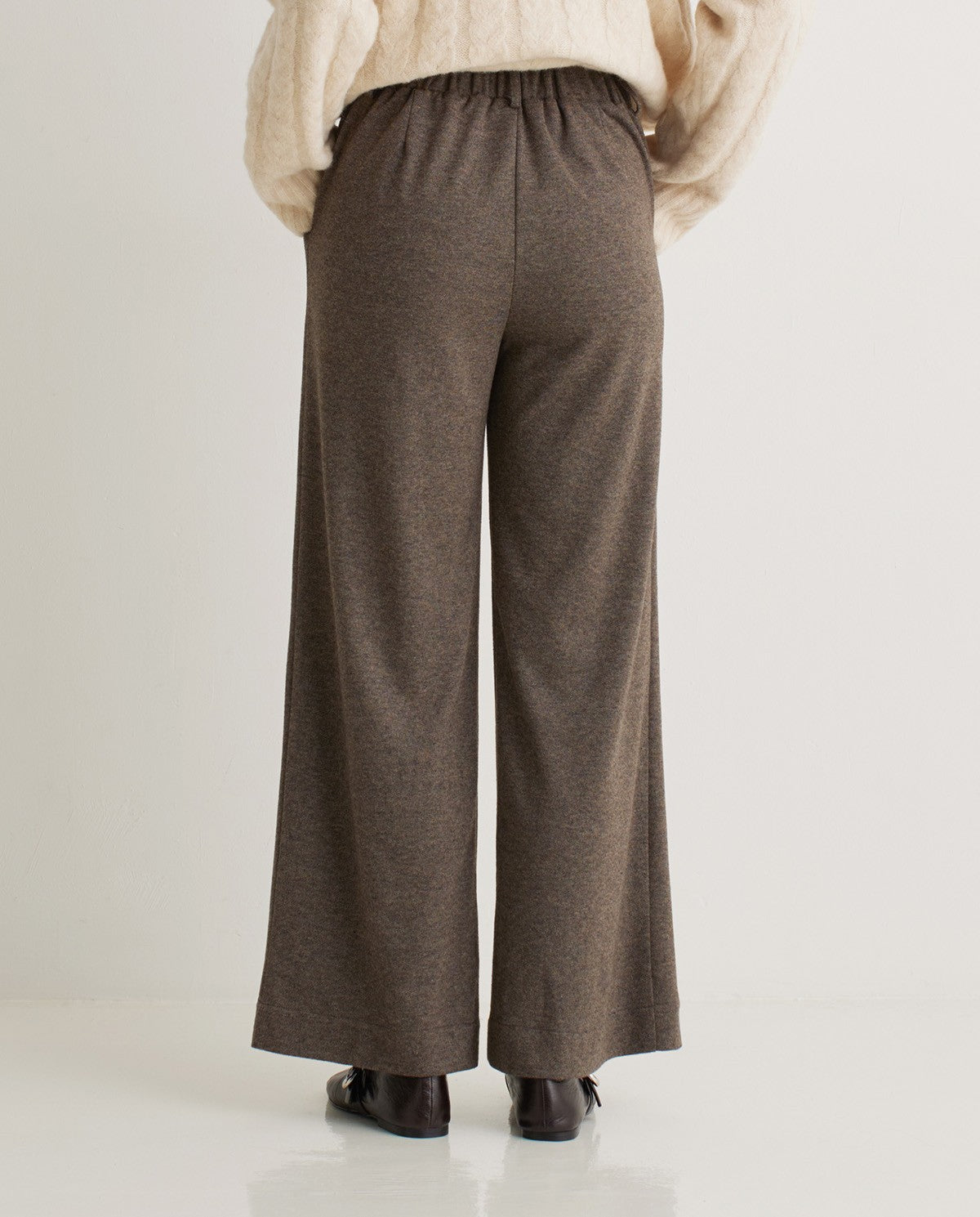 Wide Knit Trousers - Light Brown