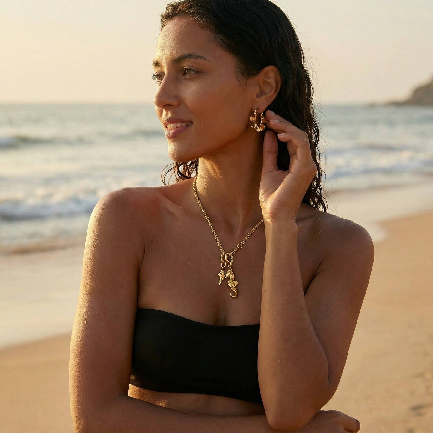 Dream Wave Gold Hoop Earrings