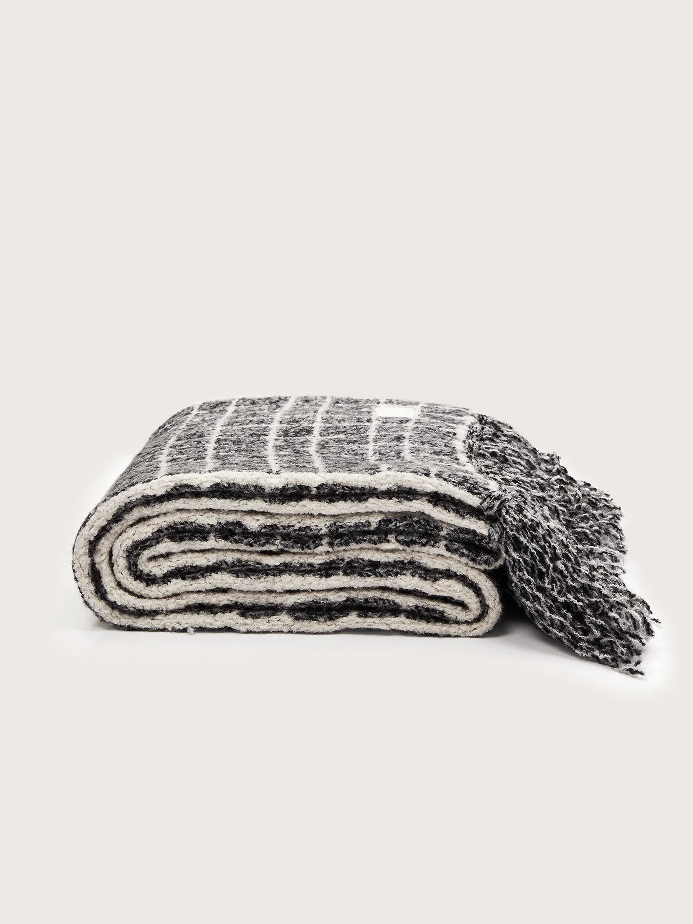 Lindsey Check Knit Scarf - Charcoal Marl
