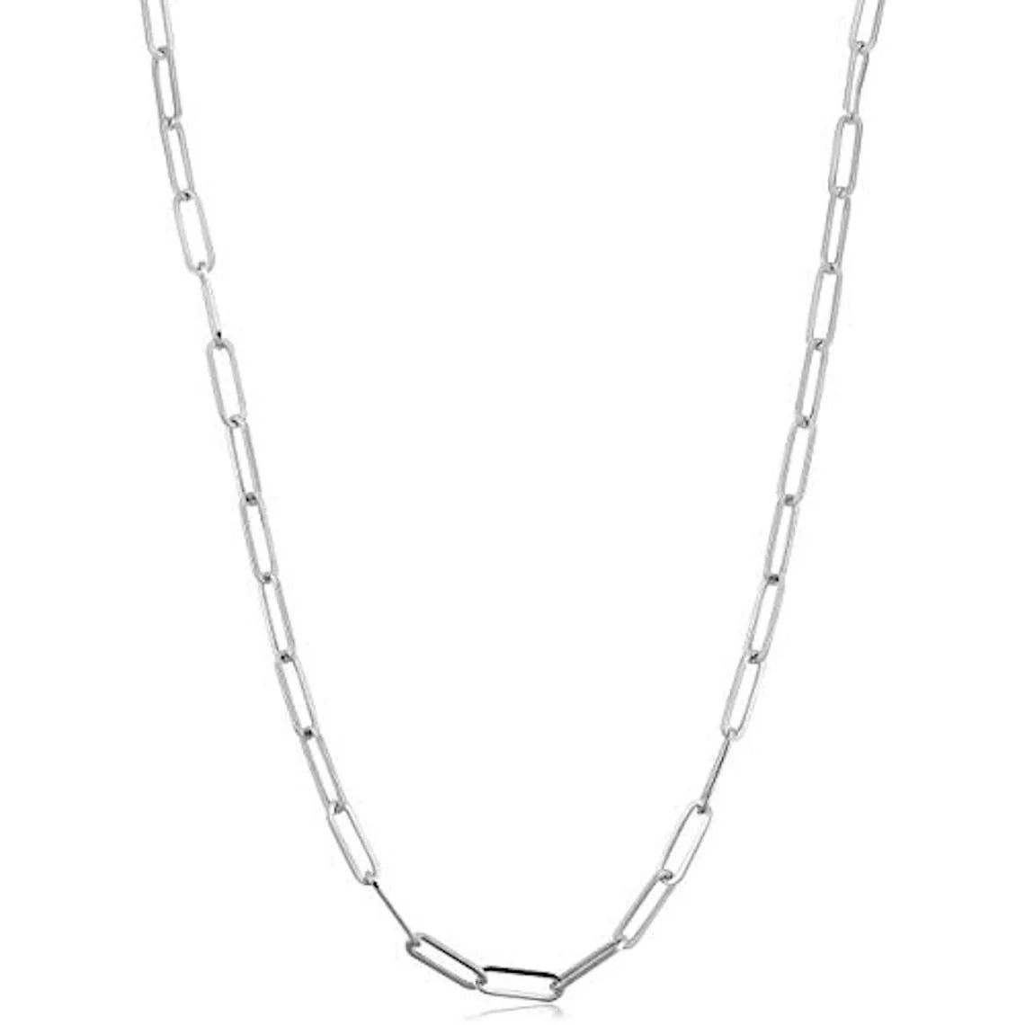 Paper Link Silver Chain Necklace