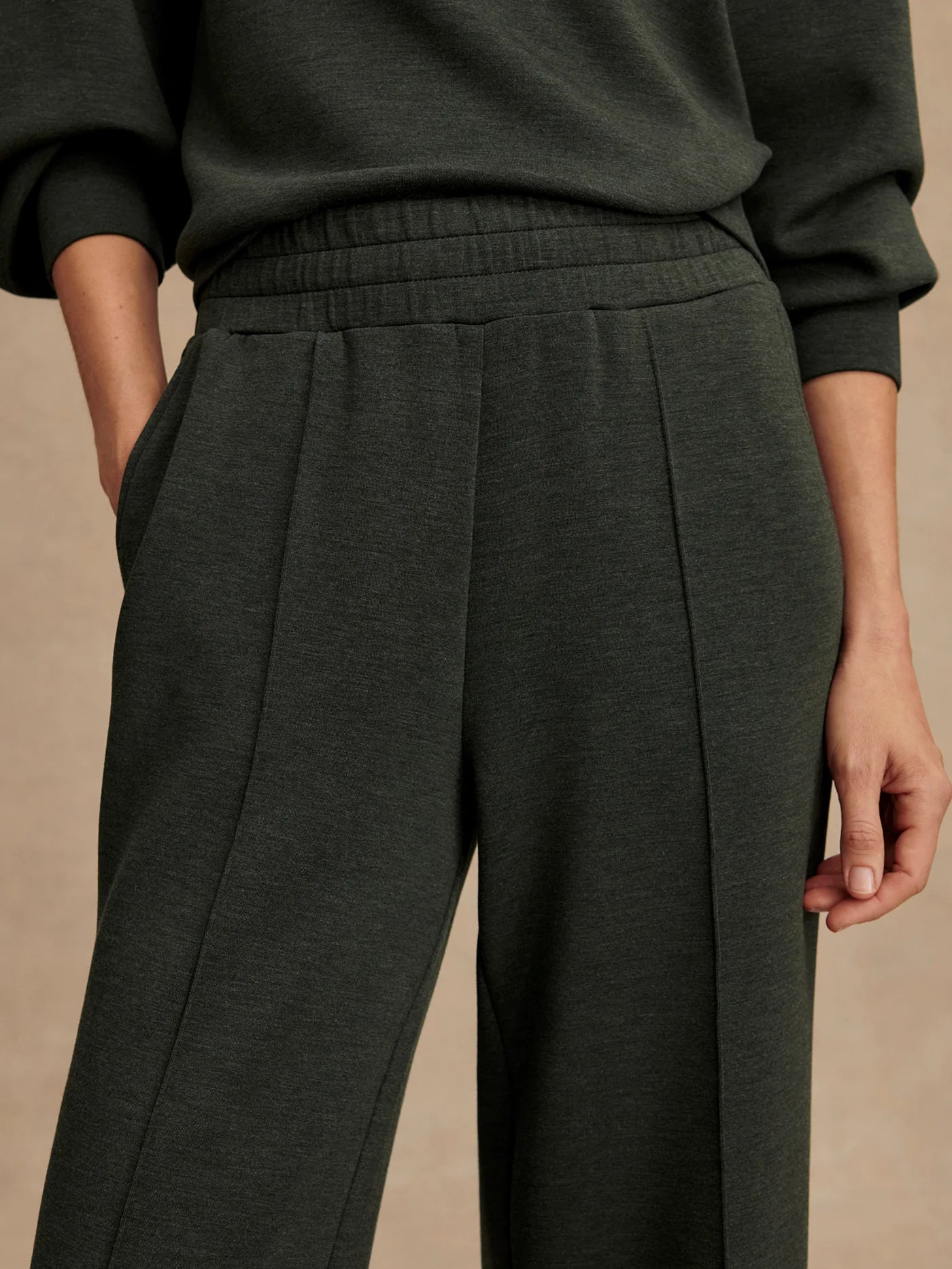 The Wide Leg Pant 30" - Olive Marl