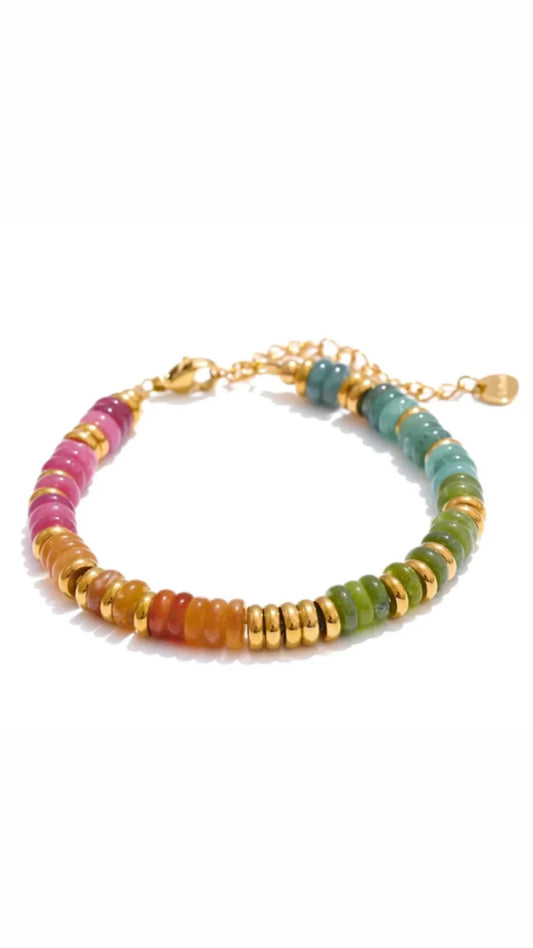Semi Precious Beaded Bracelet - Multicoloured