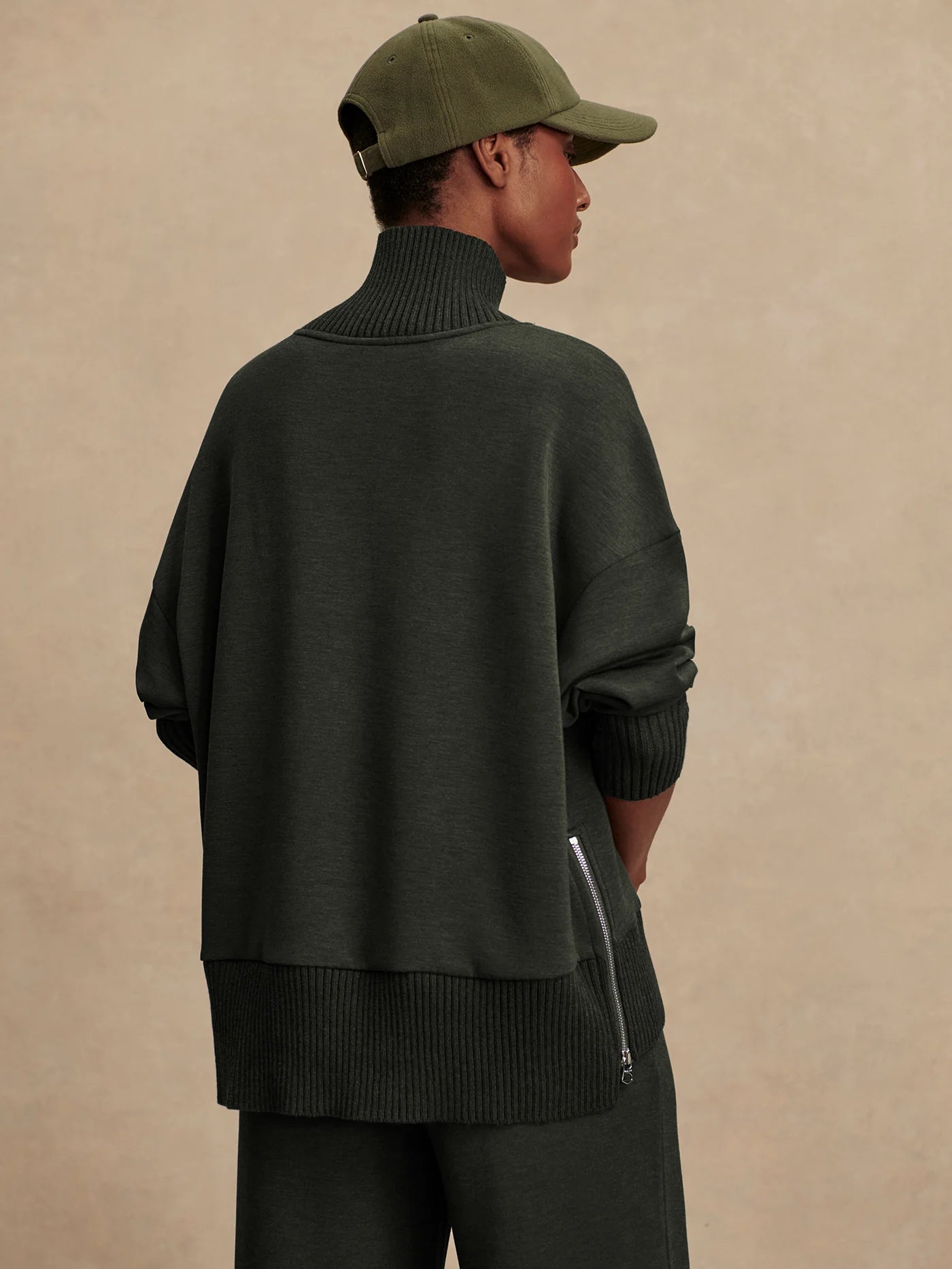 Barker High-Neck Sweat - Olive Marl