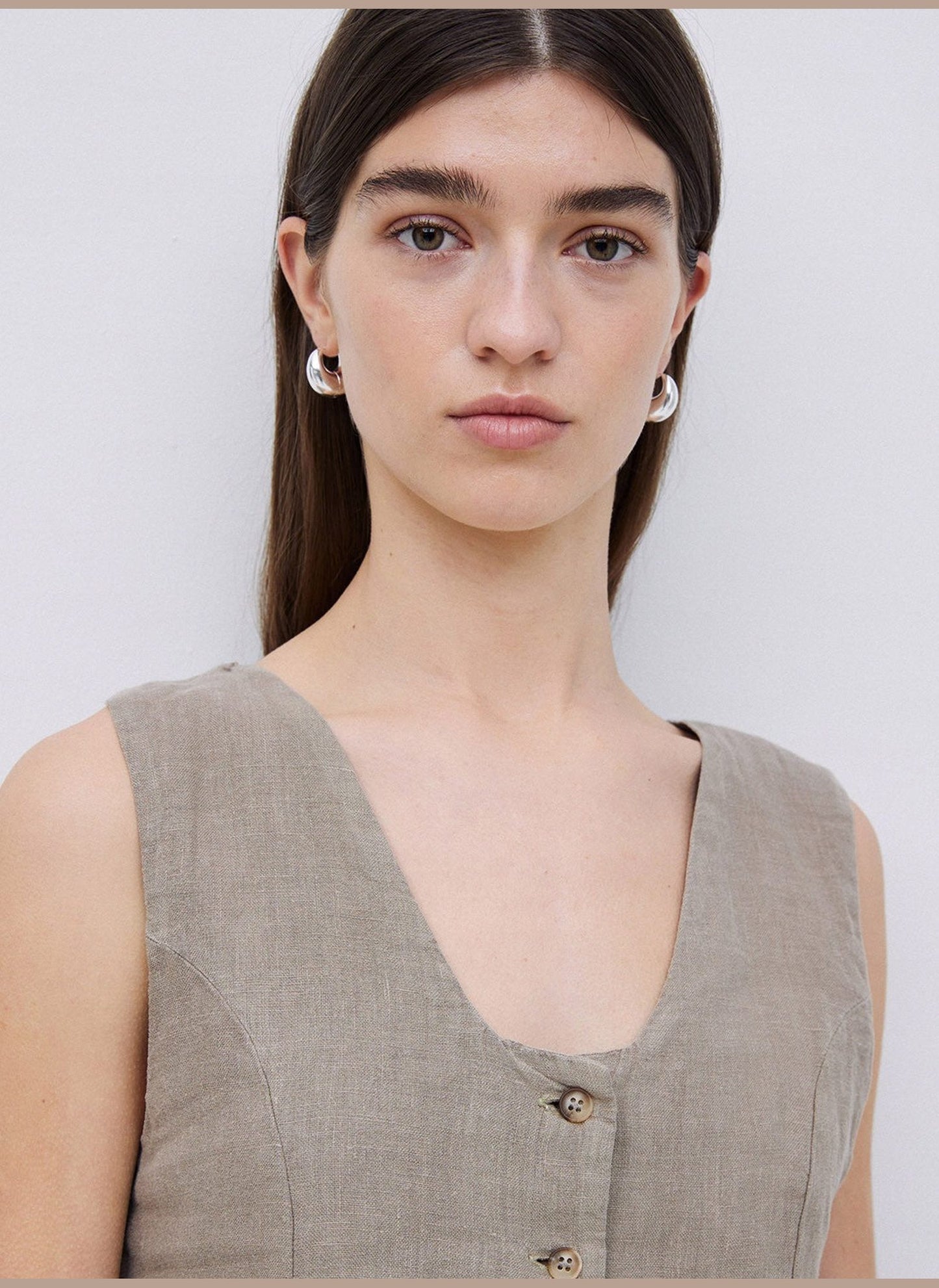 Khaki Linen Vest