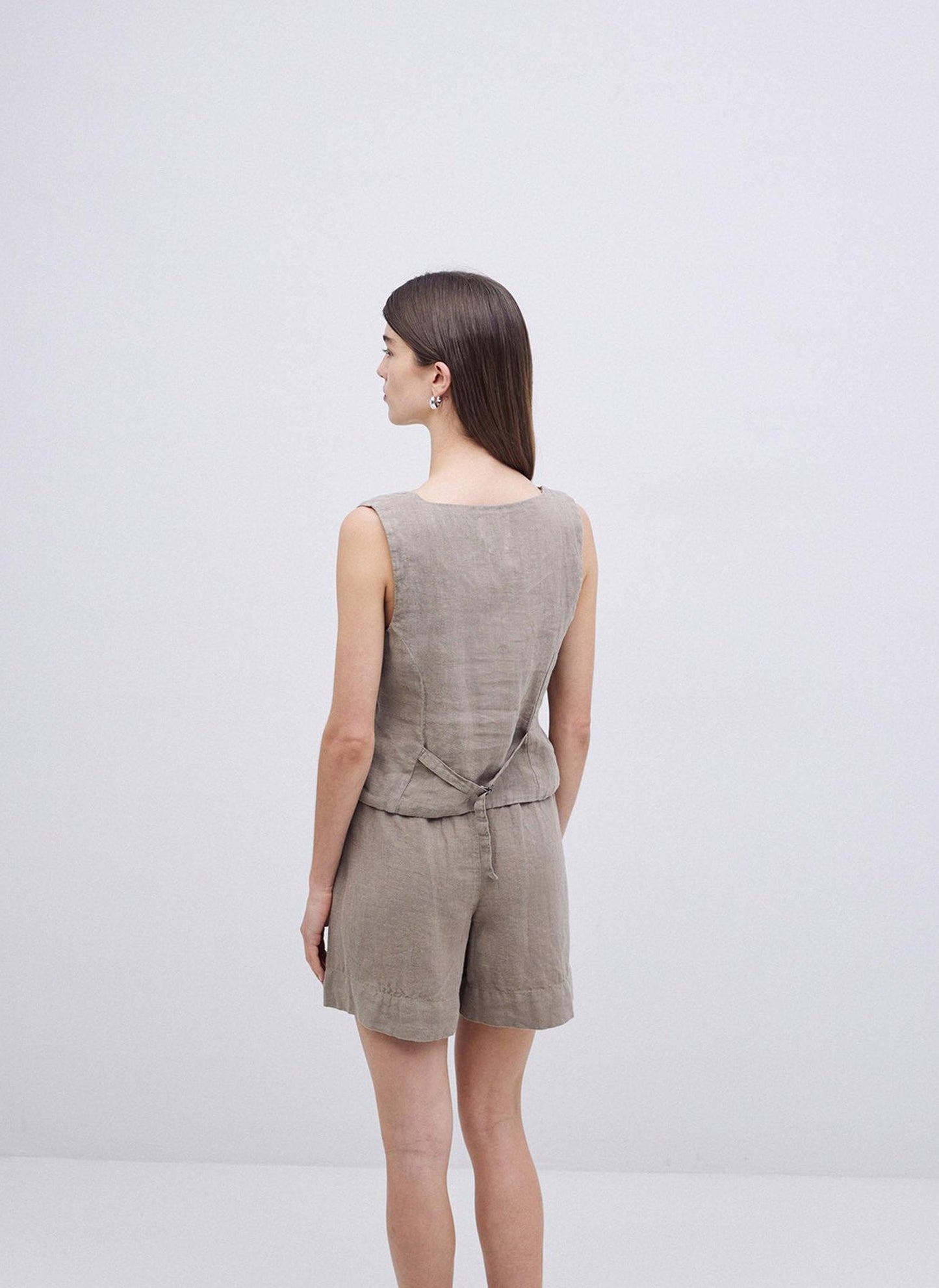 Khaki Linen Vest