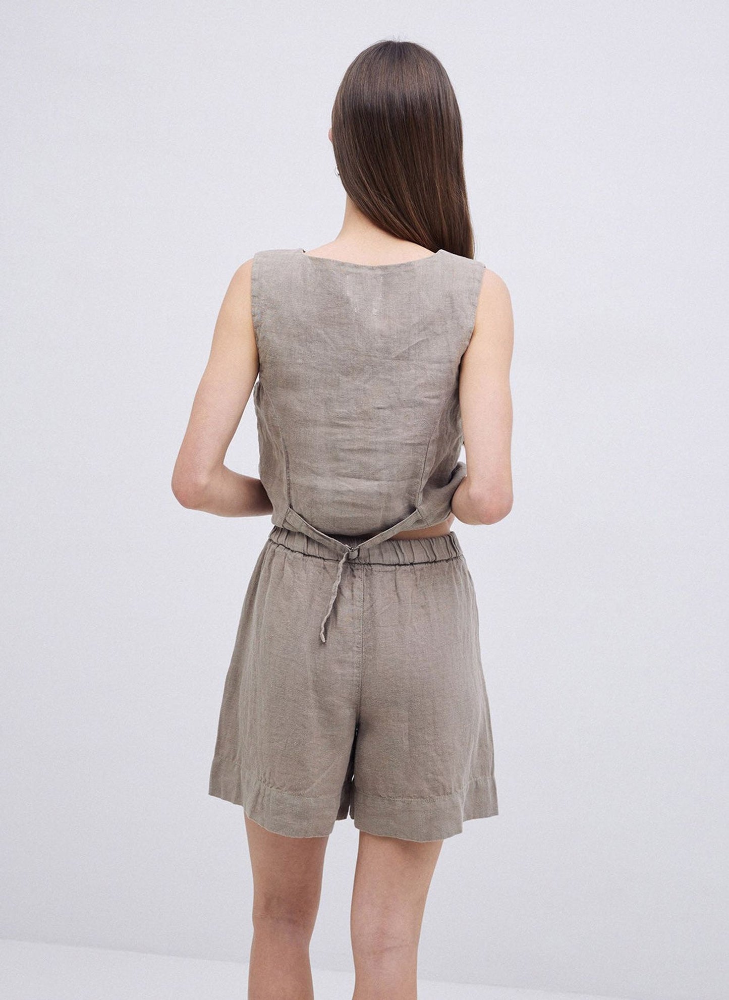 Khaki Linen Vest