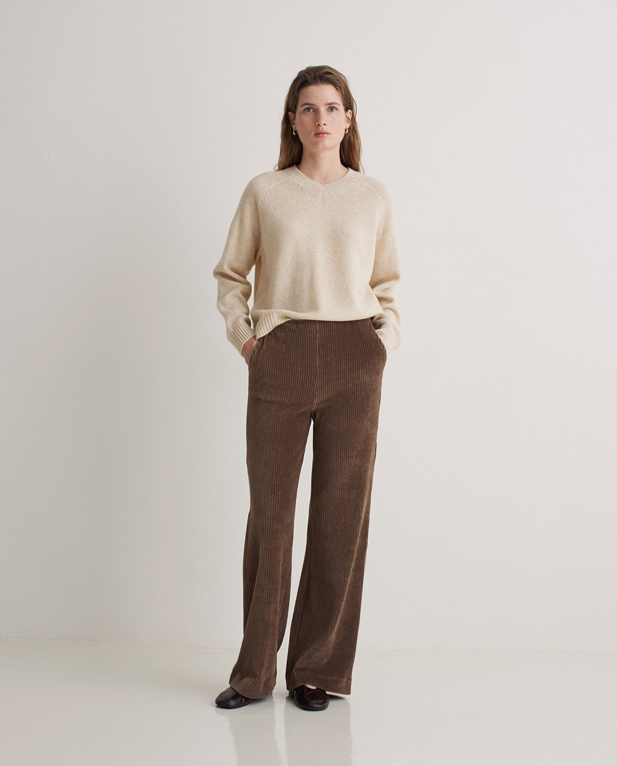 Wide Corduroy Trousers - Taupe
