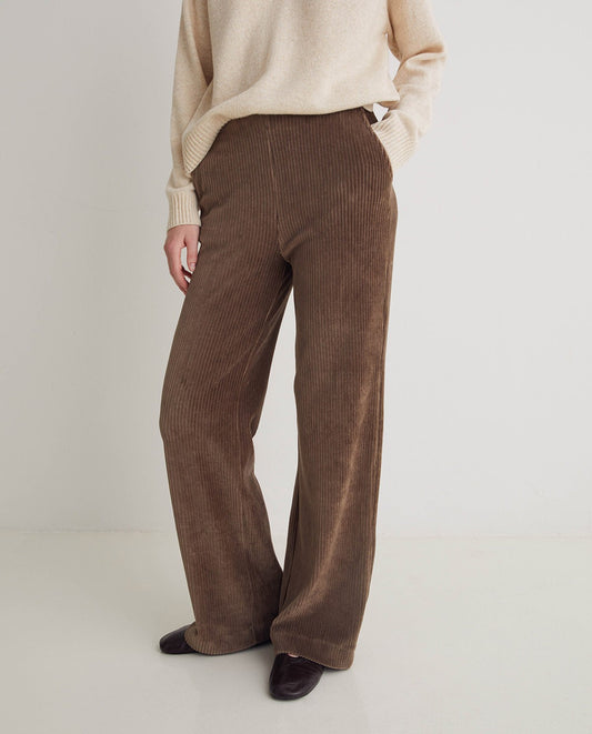 Wide Corduroy Trousers - Taupe