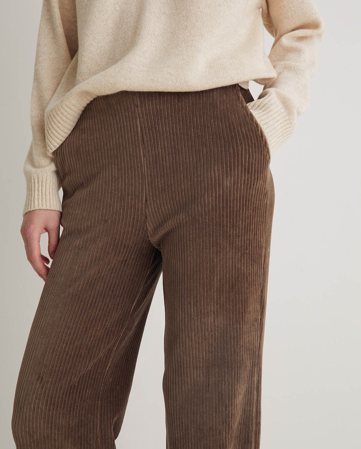 Wide Corduroy Trousers - Taupe