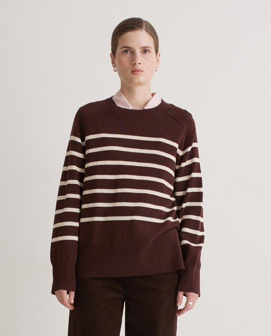 Striped Sweater - Maroon & Ecru