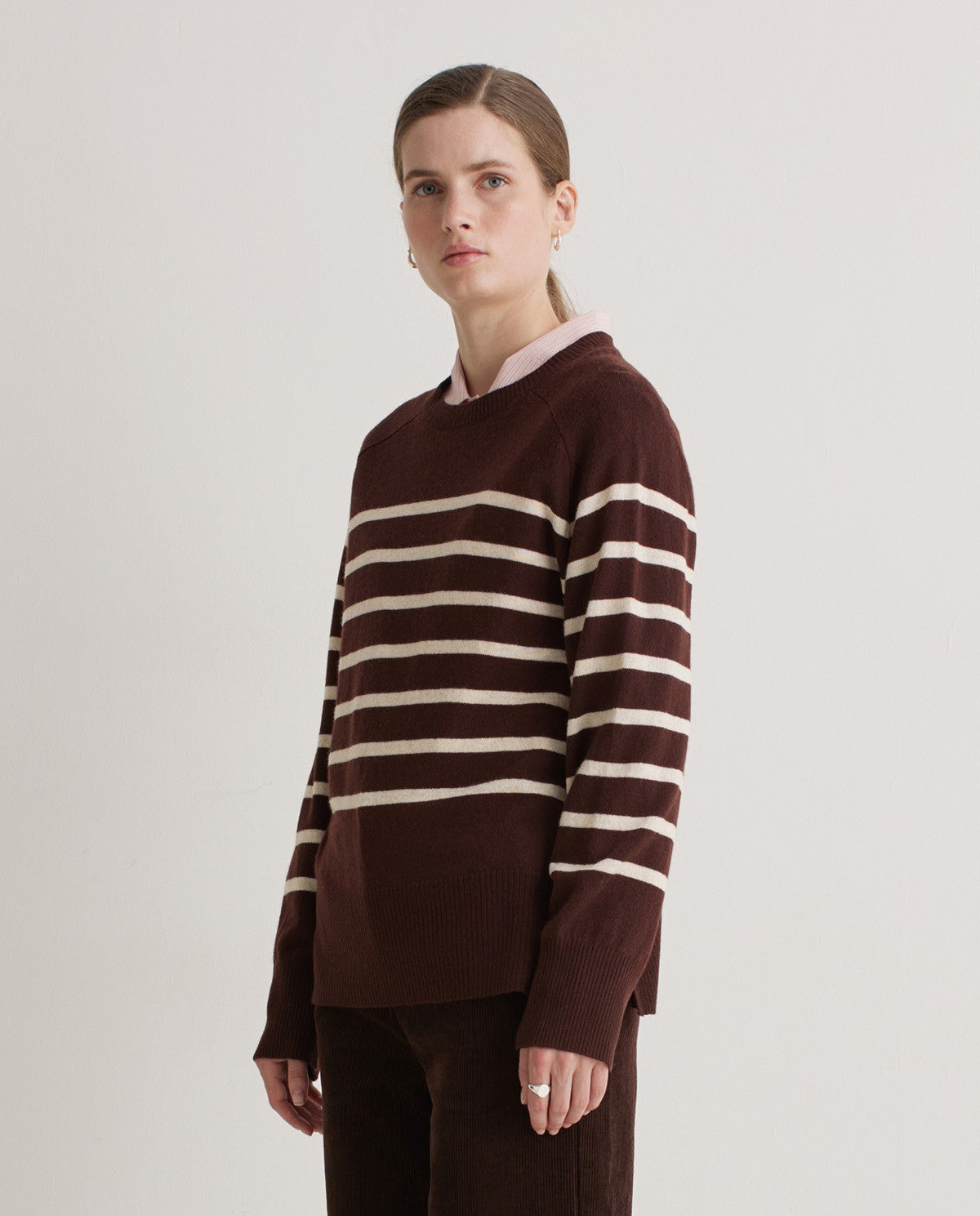 Striped Sweater - Maroon & Ecru