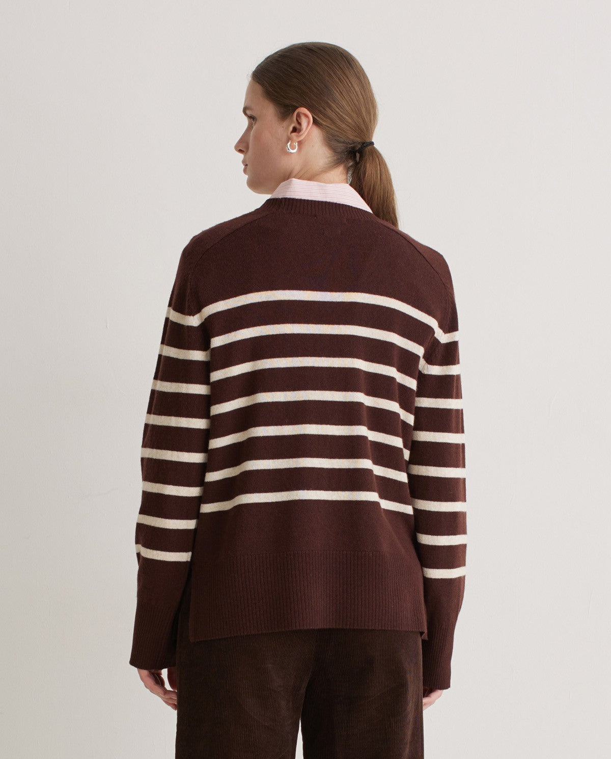Striped Sweater - Maroon & Ecru