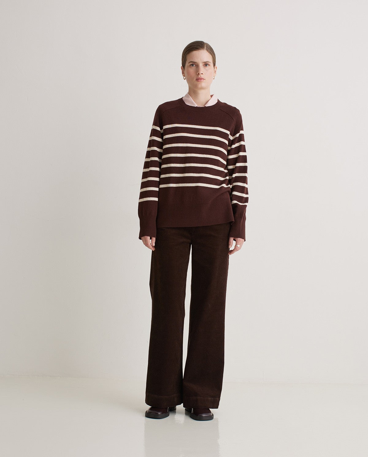 Striped Sweater - Maroon & Ecru