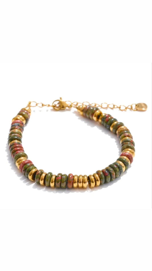 Semi Precious Beaded Bracelet - Dark Green