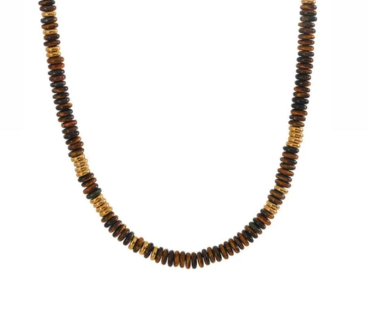Semi Precious Beaded Necklace - Tigers Eye