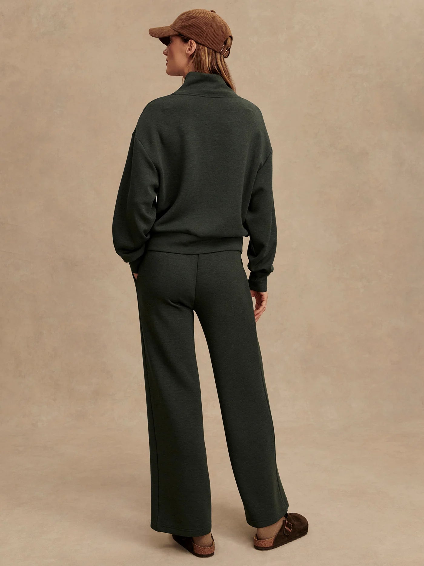 The Wide Leg Pant 30" - Olive Marl