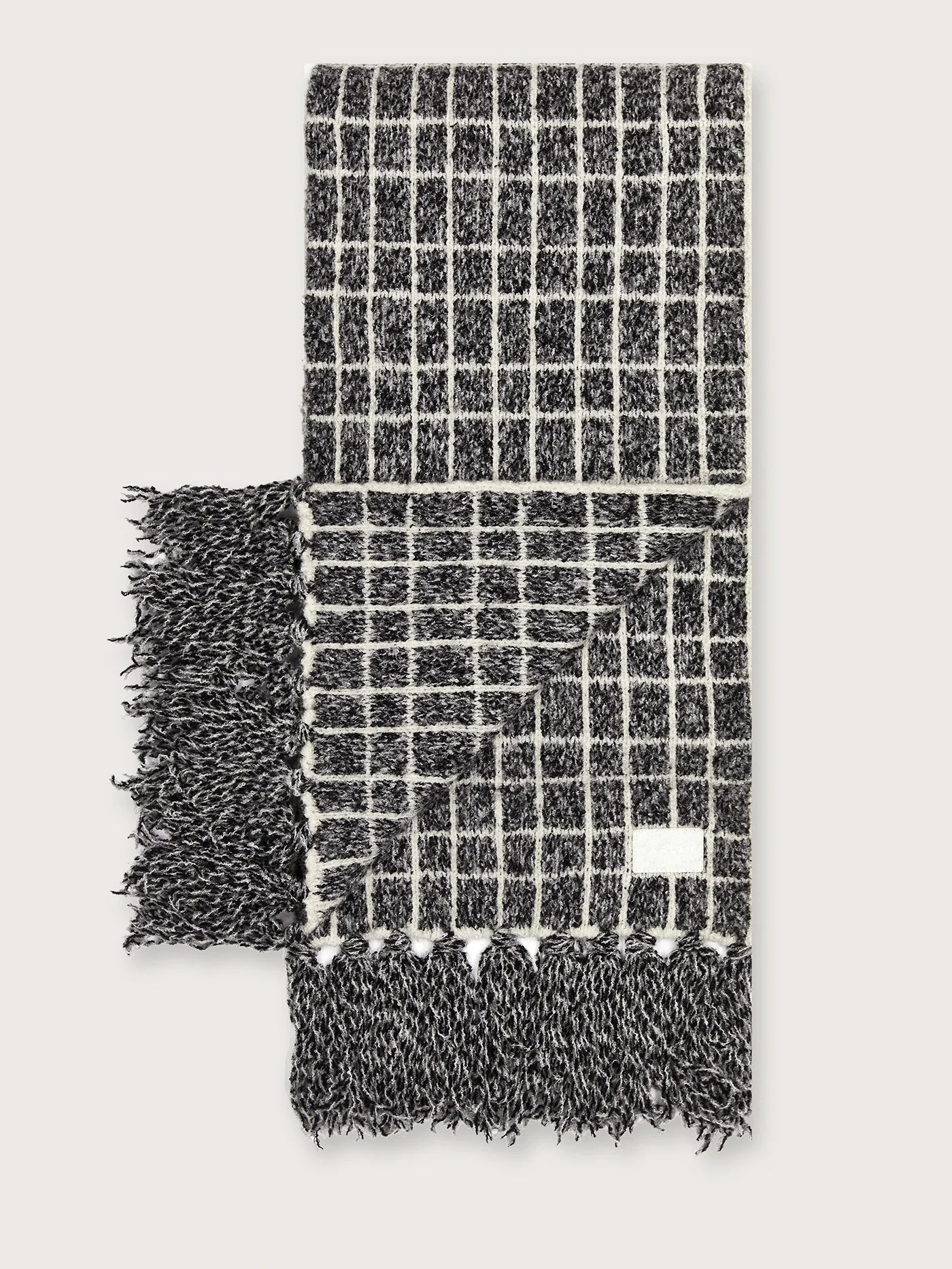 Lindsey Check Knit Scarf - Charcoal Marl
