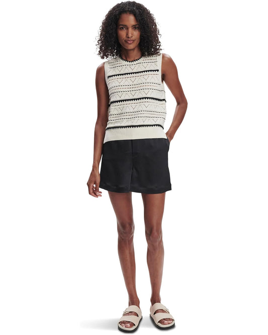 Athena Pointelle Knit Vest - Egret
