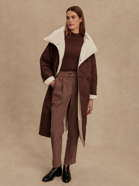 Annalise Reversible Wrap Coat - Deep Mahogany