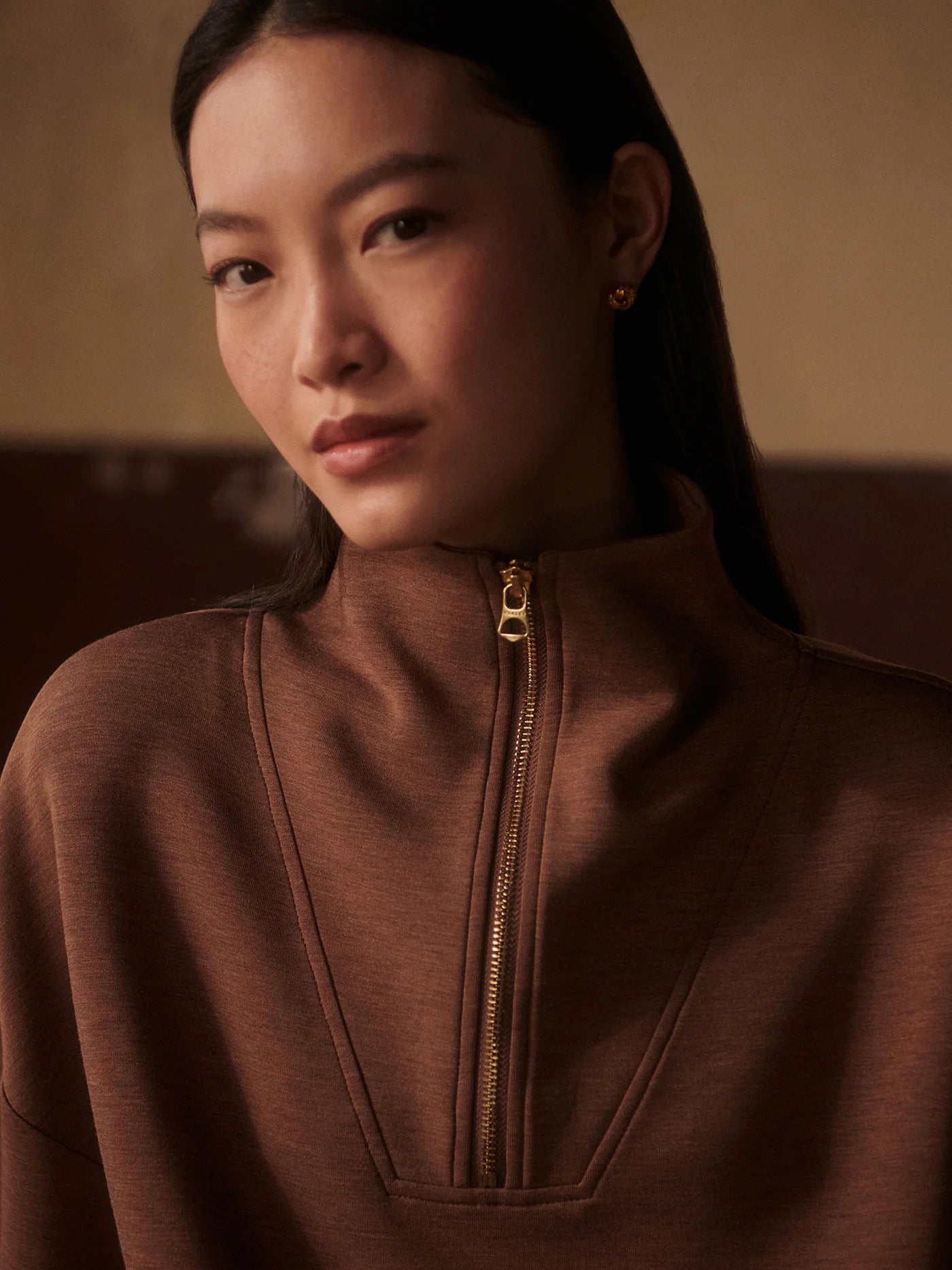 Hawley Half-Zip Sweat - Golden Bronze Marl