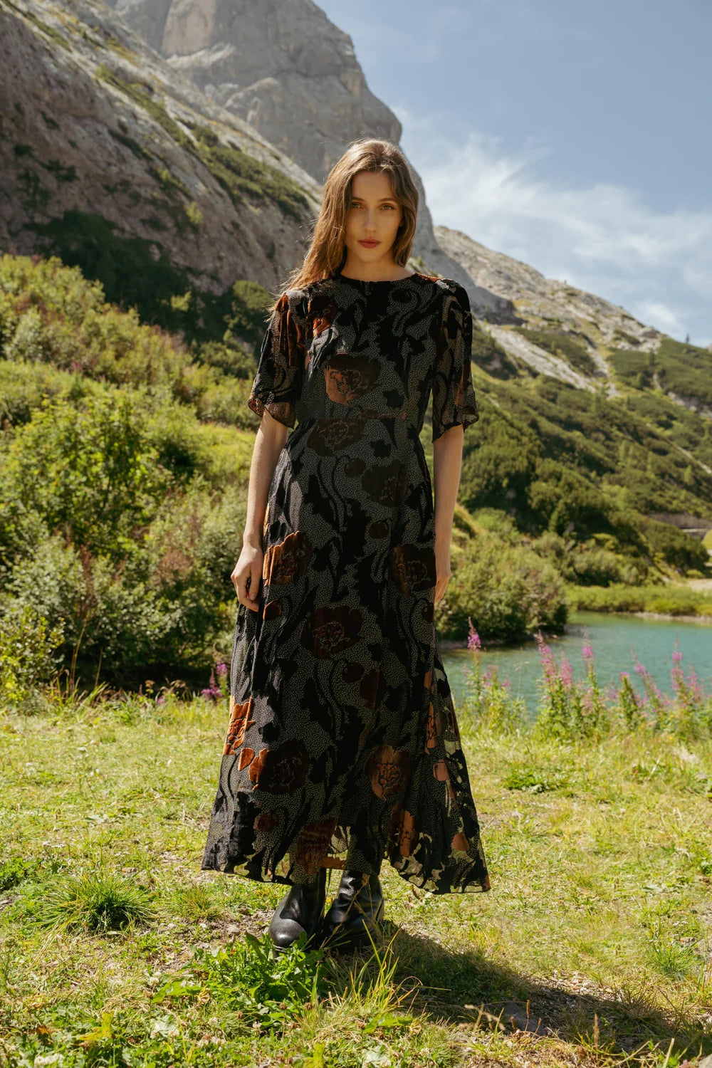 Burnout Millie Dress - Black