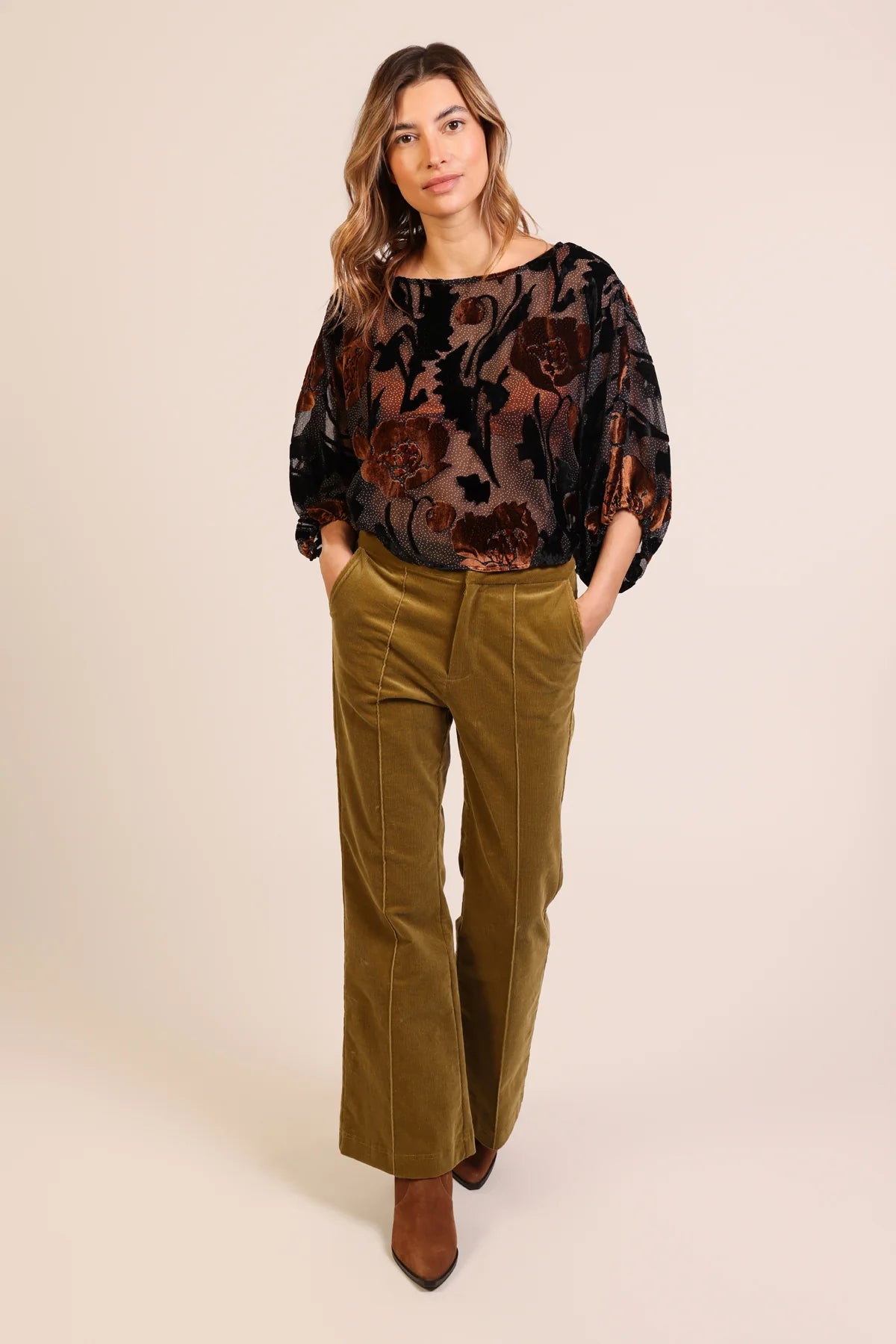 Burnout Bloom Blouse - Black