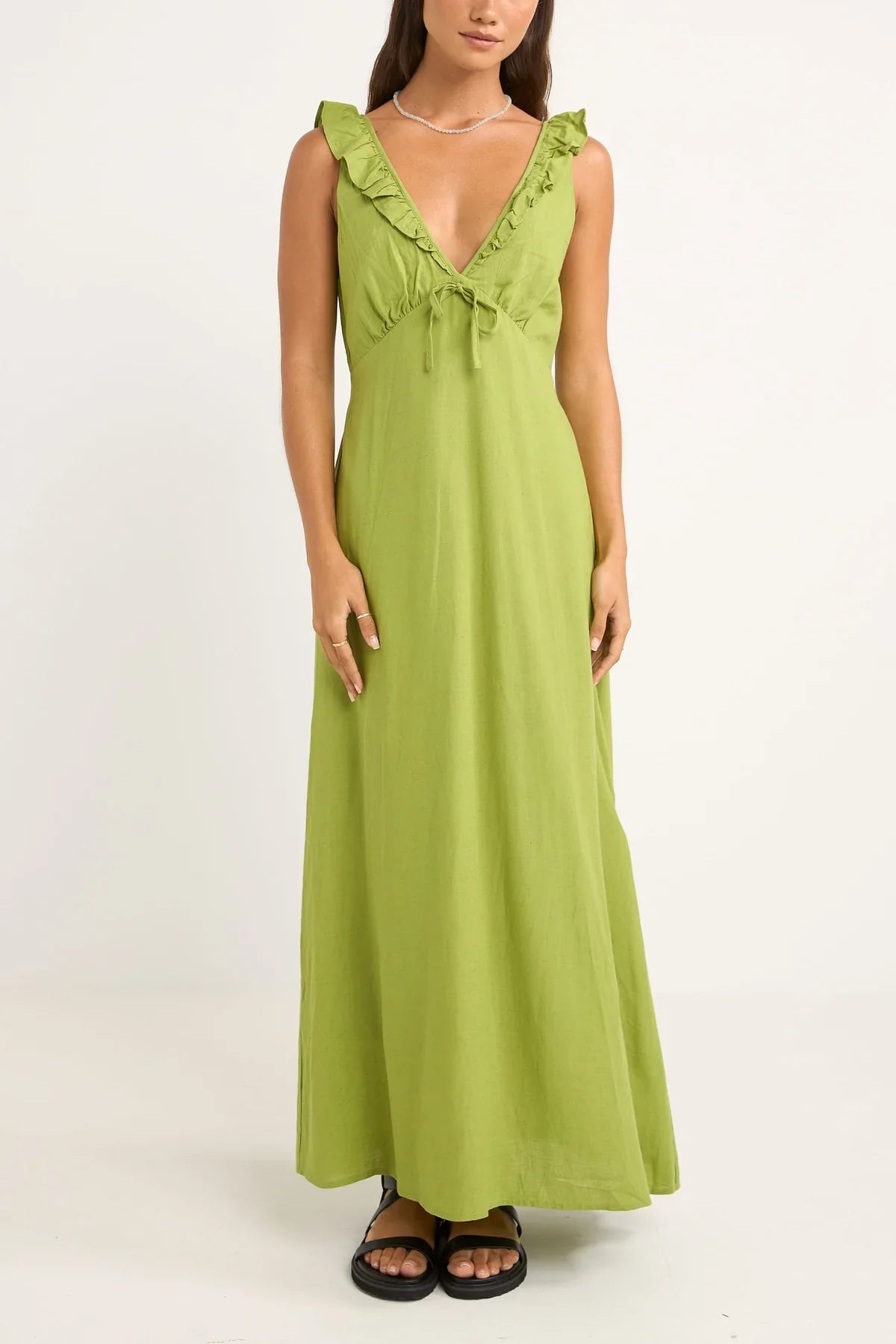 Mila Ruffle Maxi Dress - Matcha