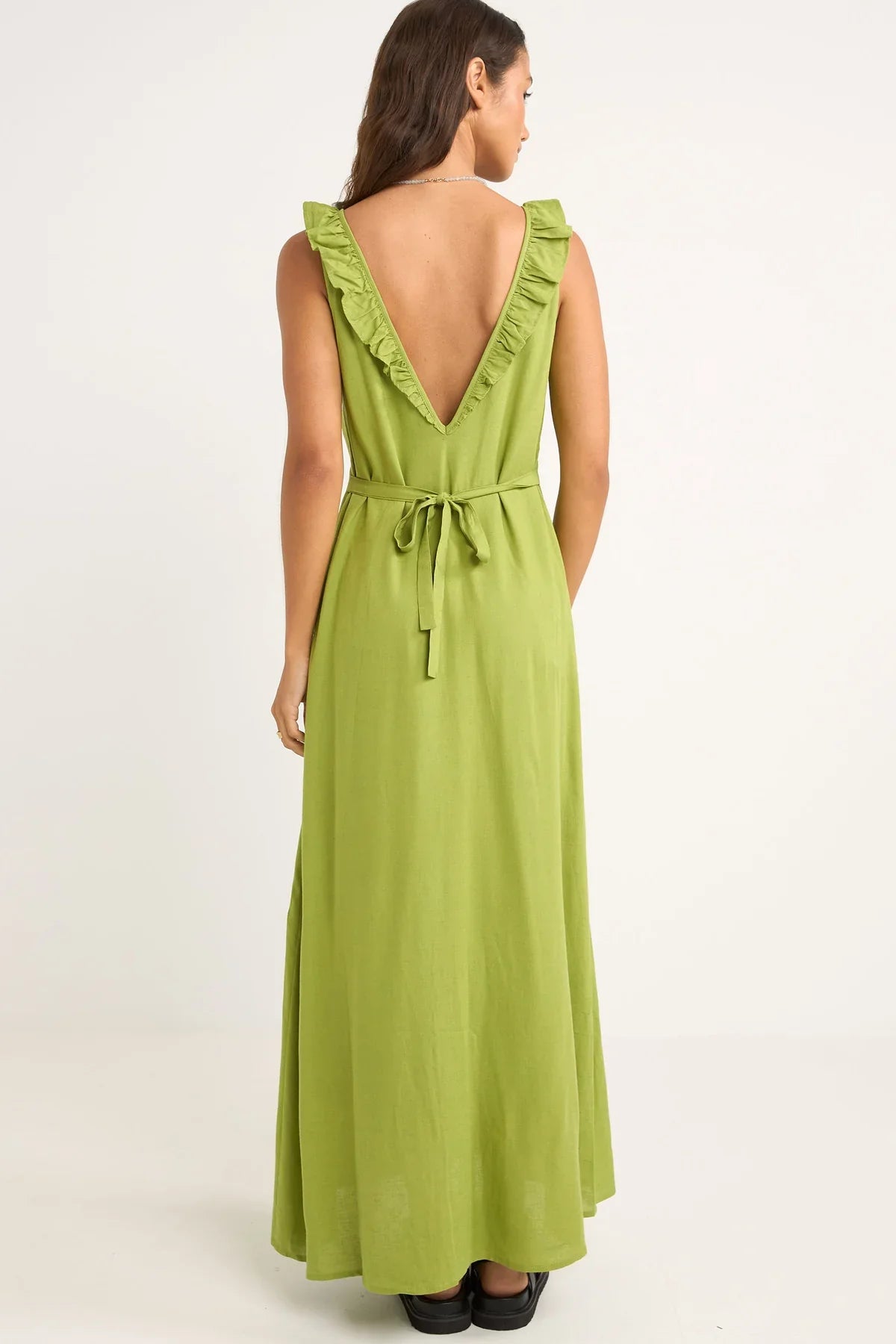Mila Ruffle Maxi Dress - Matcha