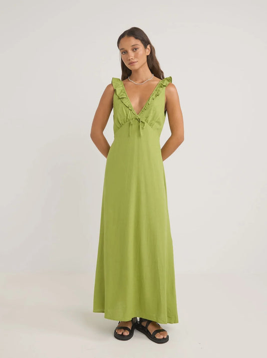 Mila Ruffle Maxi Dress - Matcha