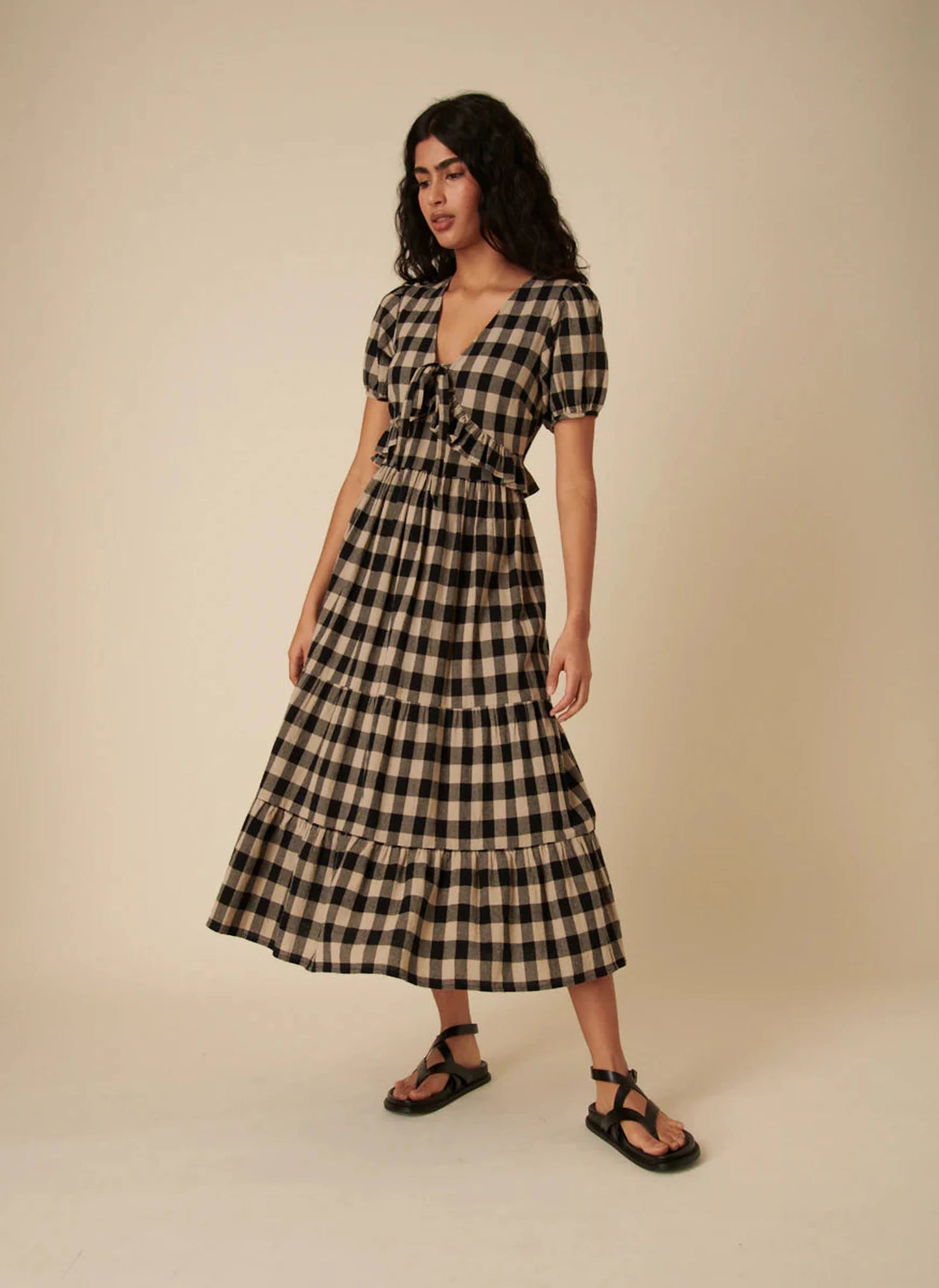 Short Sleeve Katie Dress - Black Check