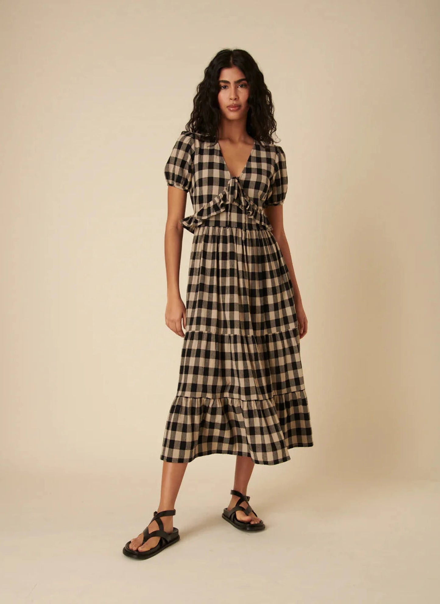 Short Sleeve Katie Dress - Black Check
