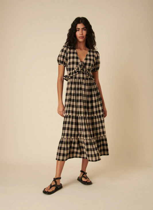 Short Sleeve Katie Dress - Black Check