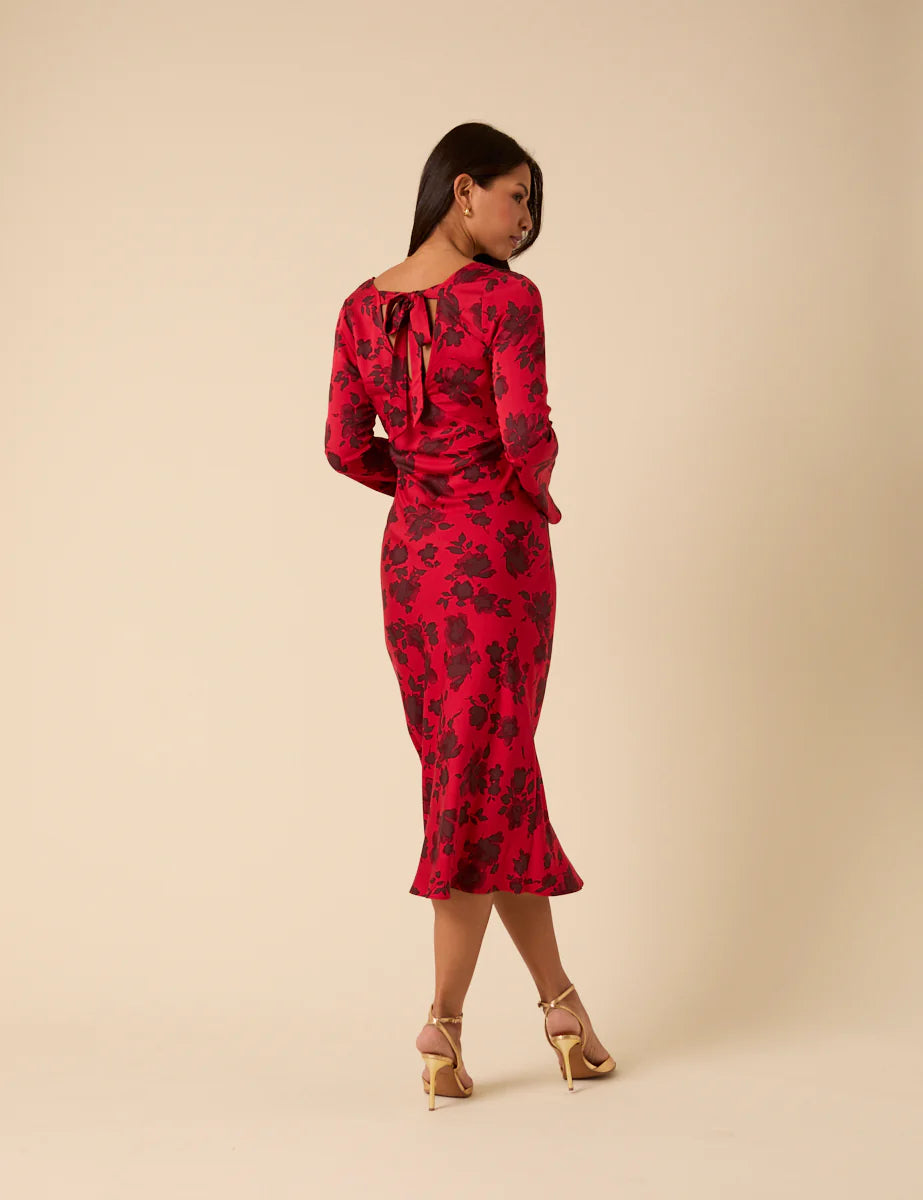 Floral Josie Midi Dress - Red