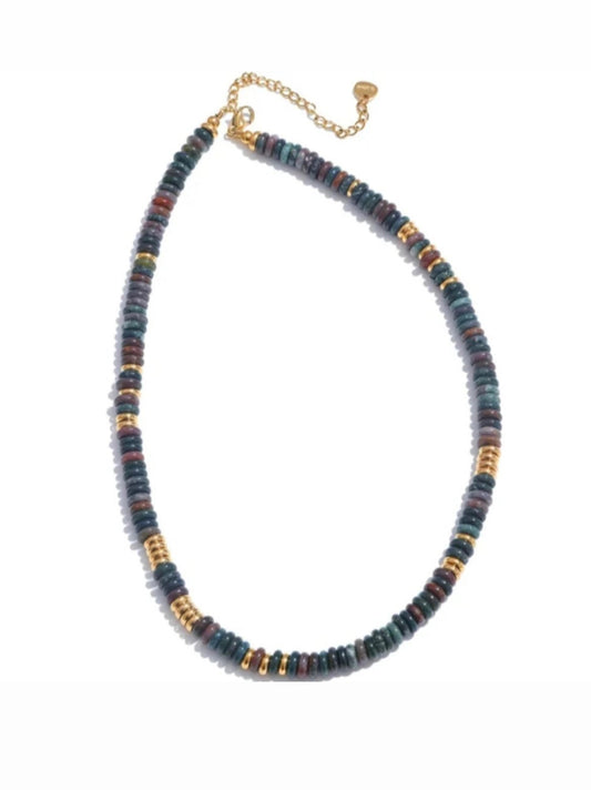 Semi Precious Beaded Necklace - Dark Green