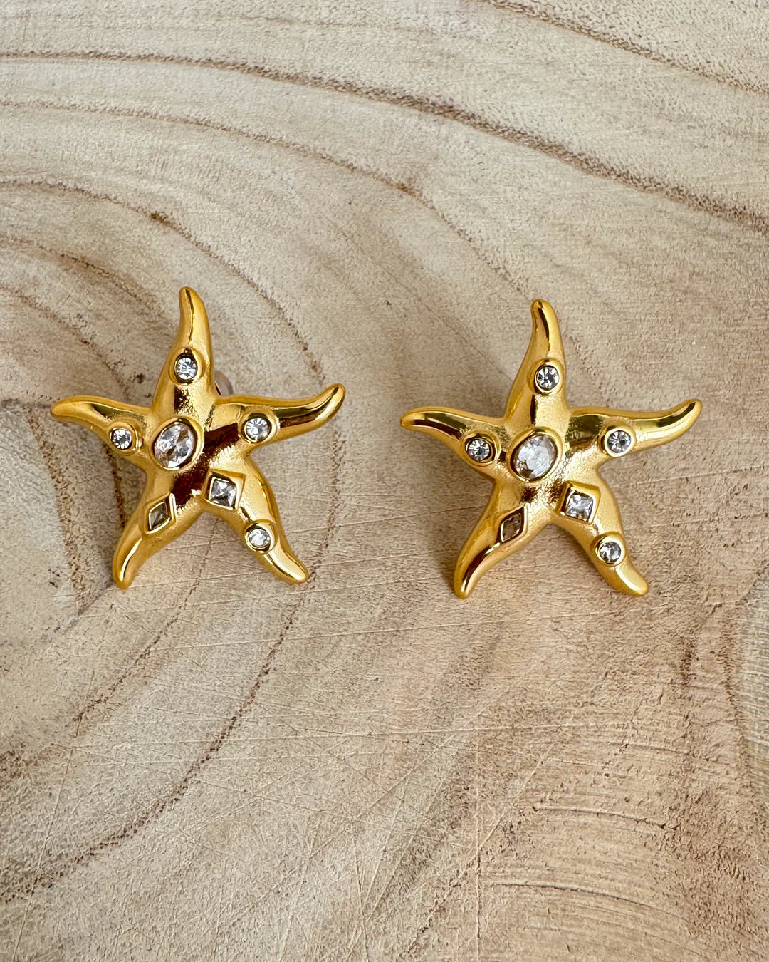 Starfish Bling Gold Plated Waterproof Earrings