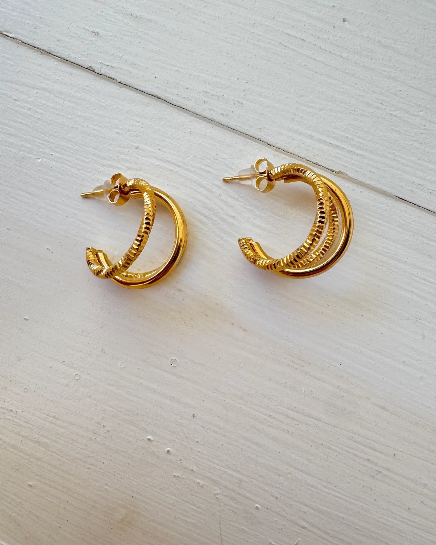 Gold Triple Hoop Serenity Earrings
