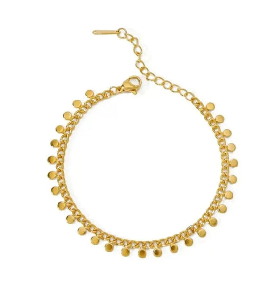 Curb Chain Mini Disc Bracelet - Gold or Silver