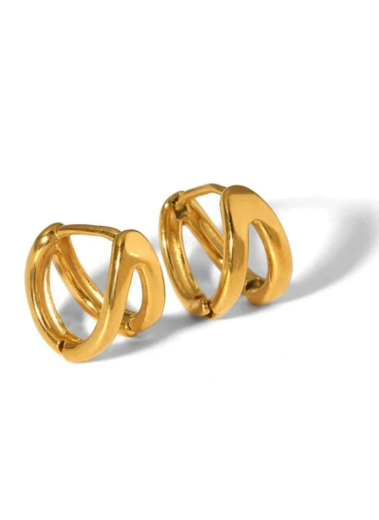 Double Huggie Hoop Earrings - Gold or Silver