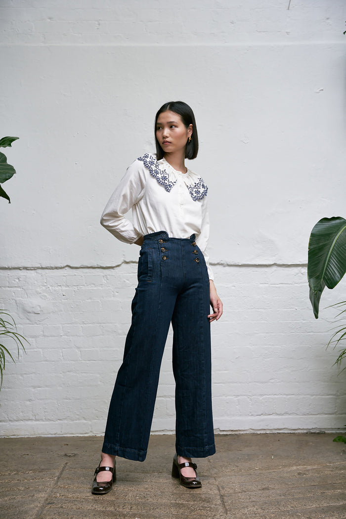 Dylan Blouse - Ecru Denim