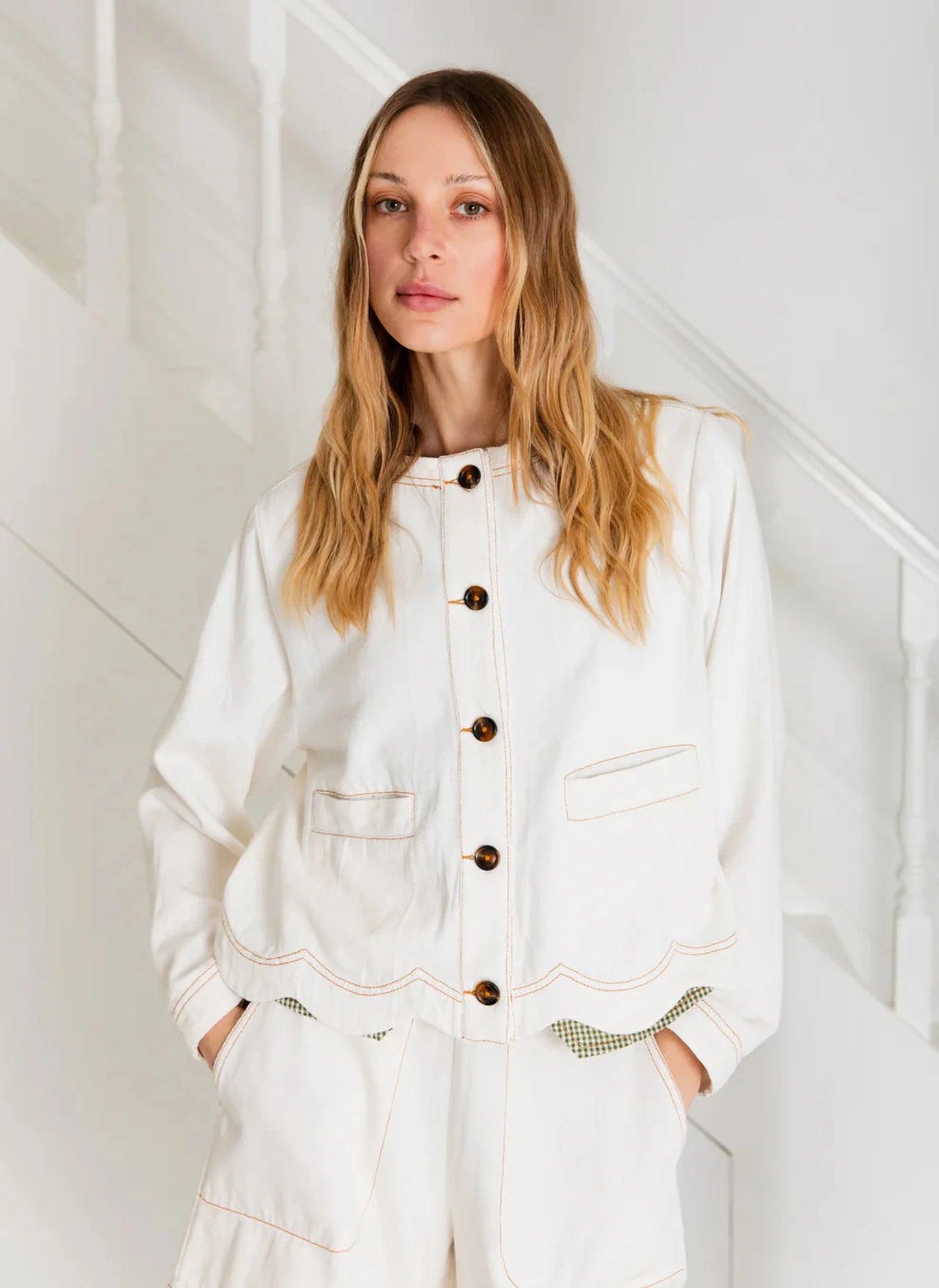 Marie Denim Jacket - Ecru