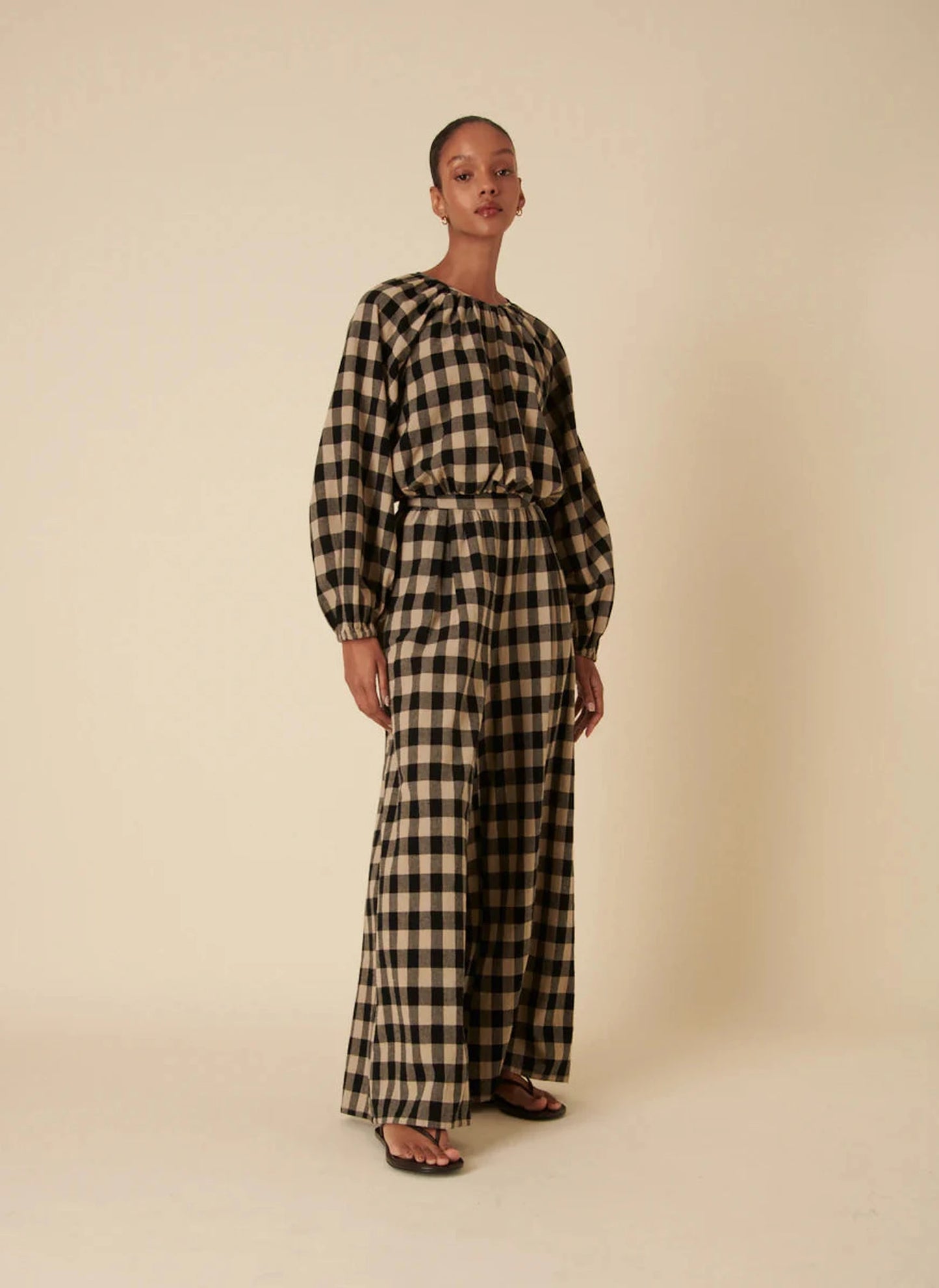 Bubble Hem Marlice Top - Black Check