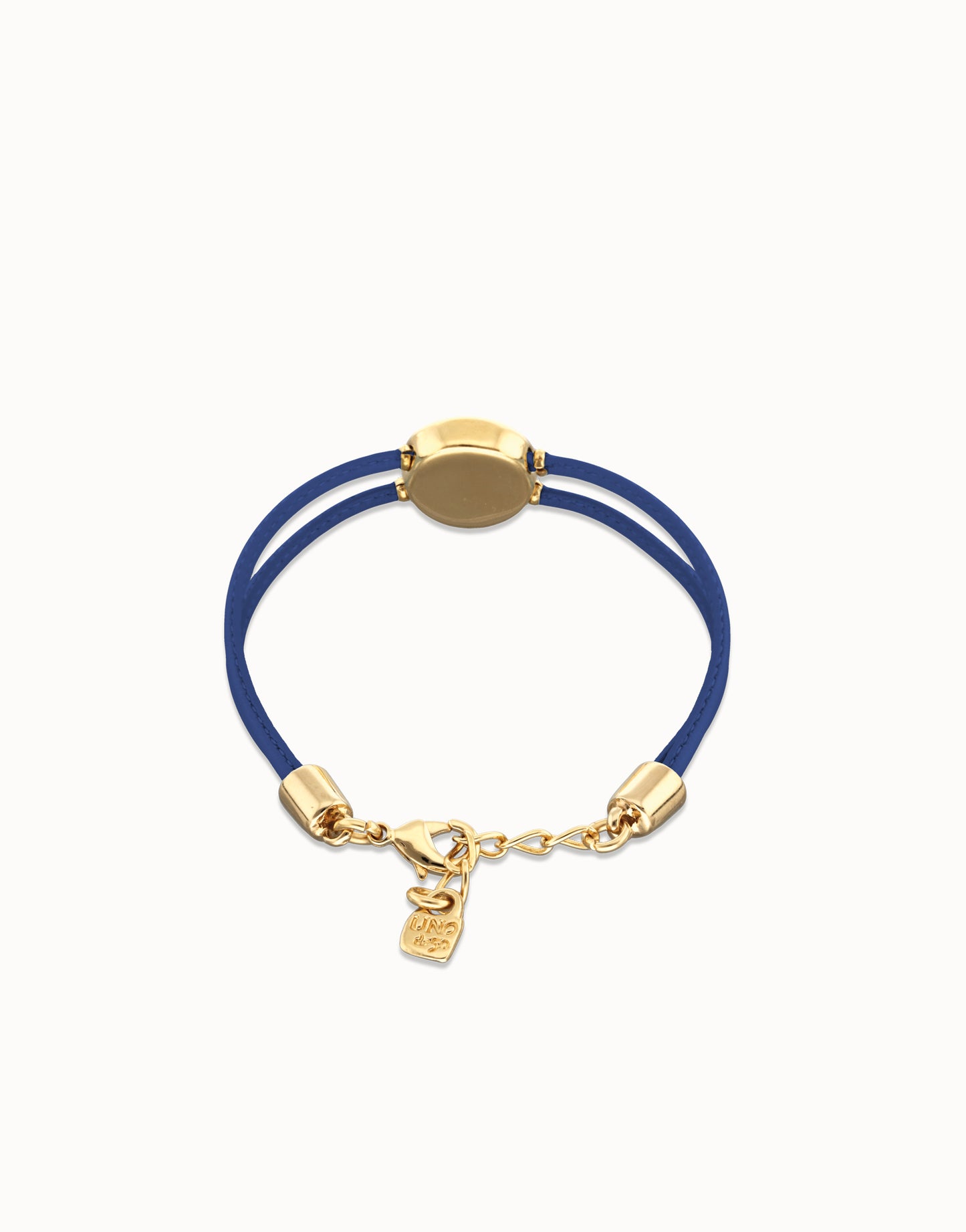 Double Navy Leather Bracelet with Eye - Gold