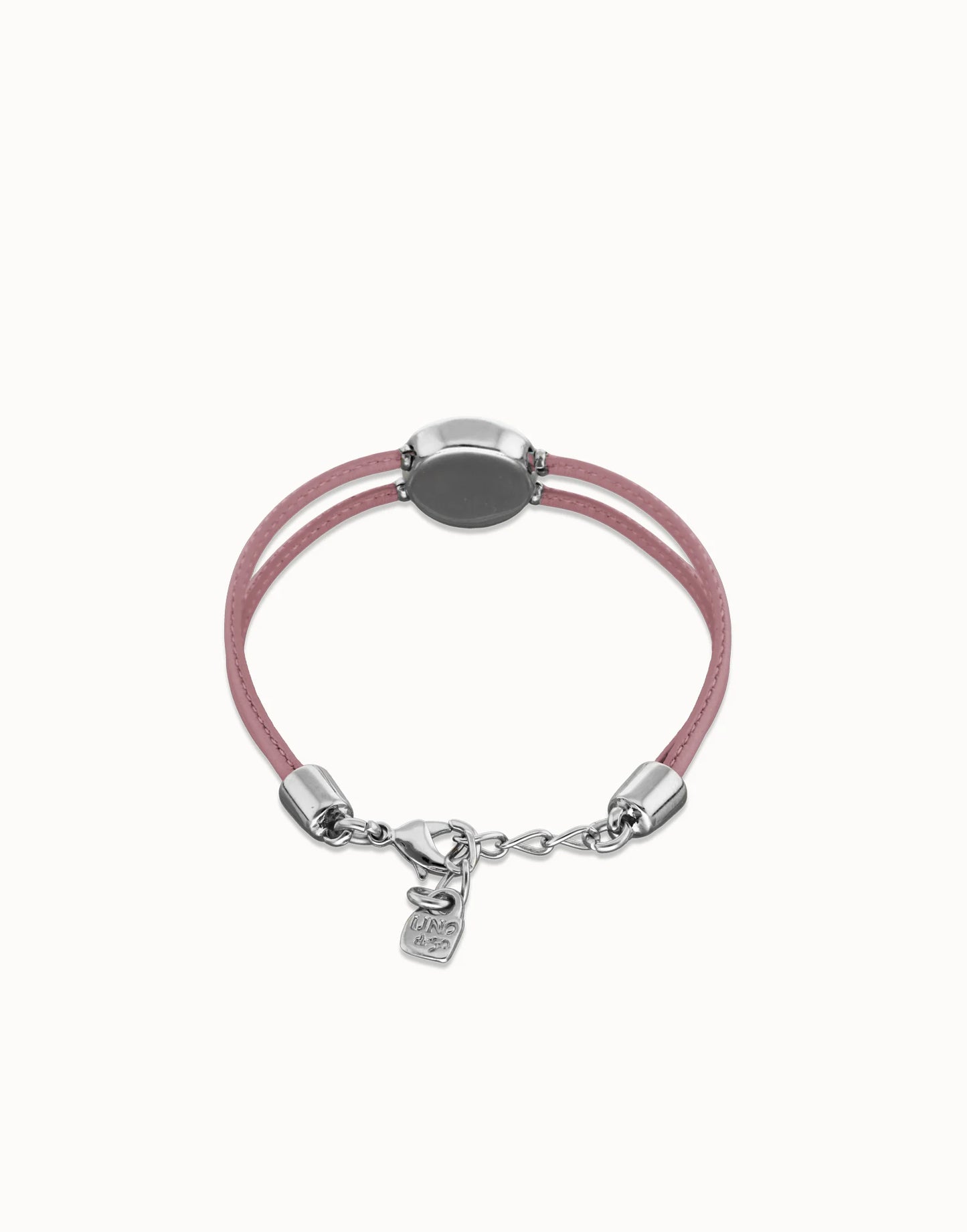 Double Lilac Leather Bracelet with Eye - Silver