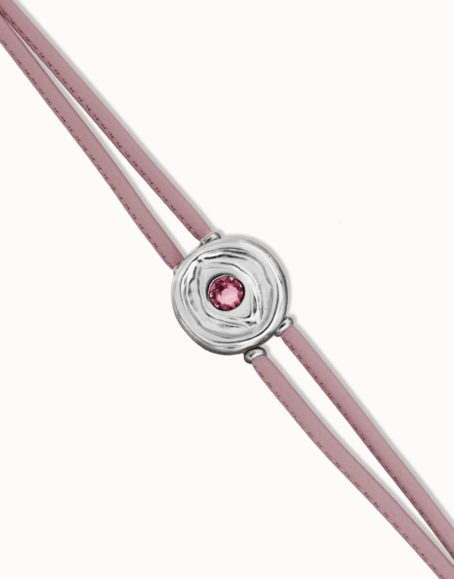 Double Lilac Leather Bracelet with Eye - Silver