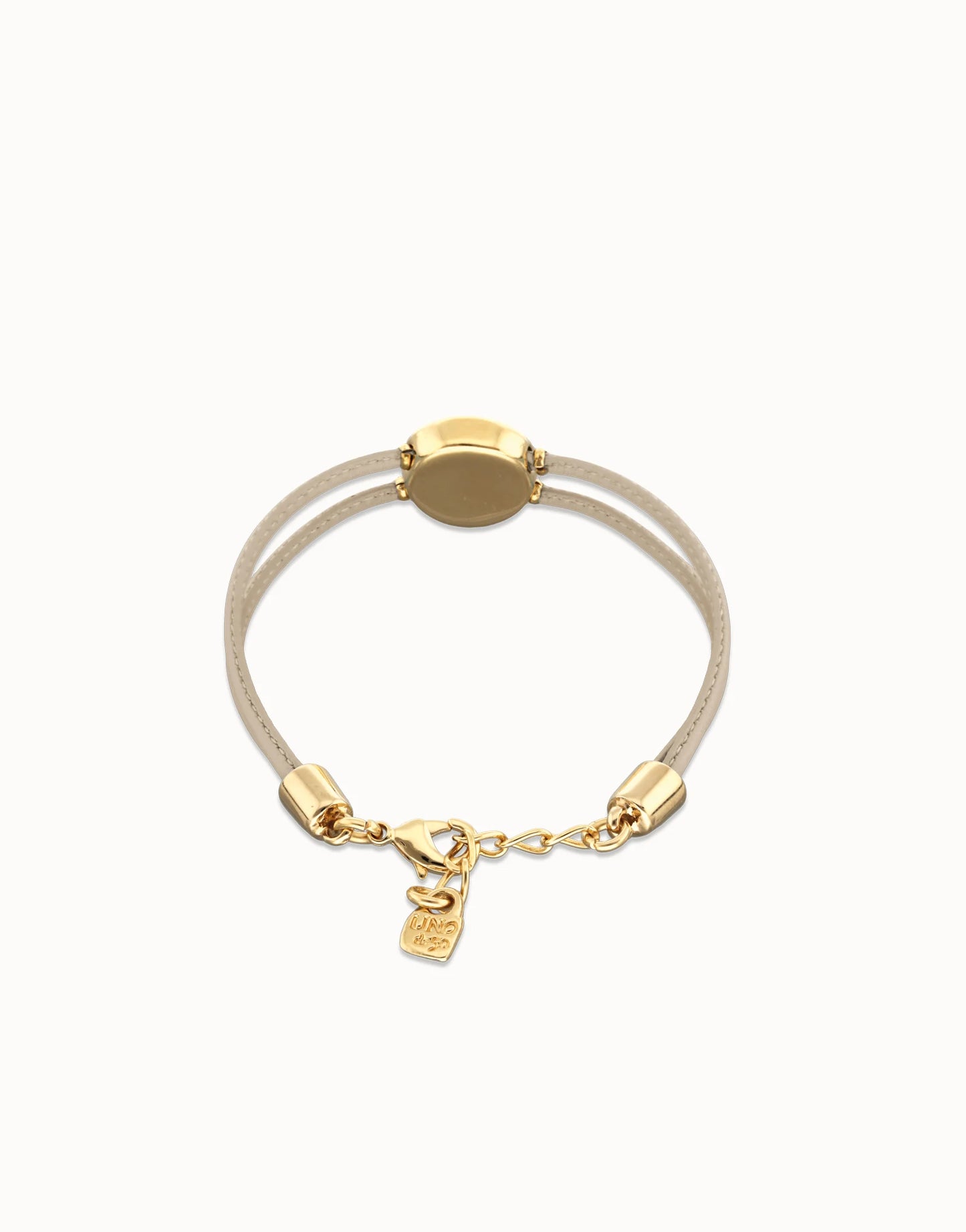 Double Ivory Leather Bracelet with Eye - Gold
