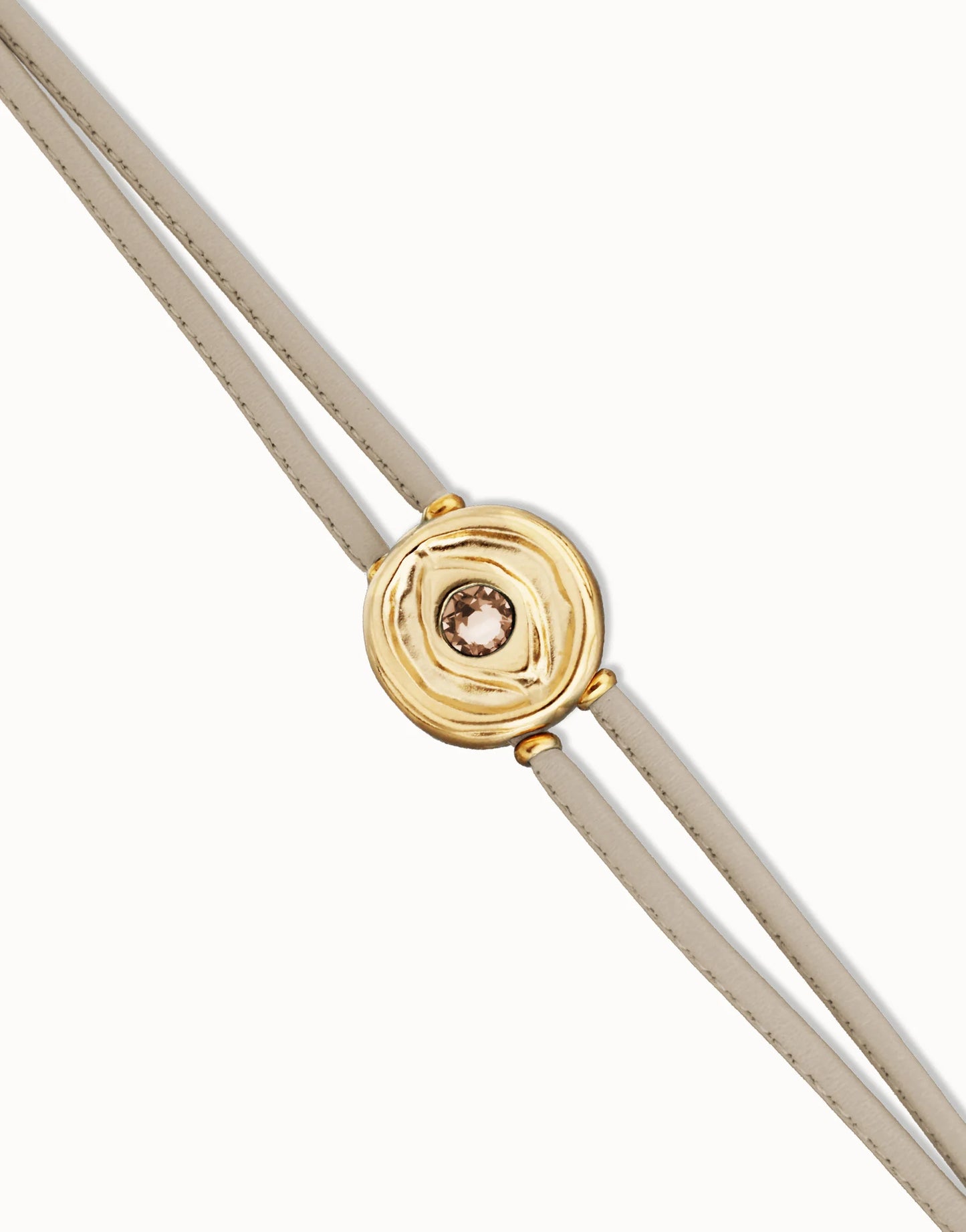 Double Ivory Leather Bracelet with Eye - Gold
