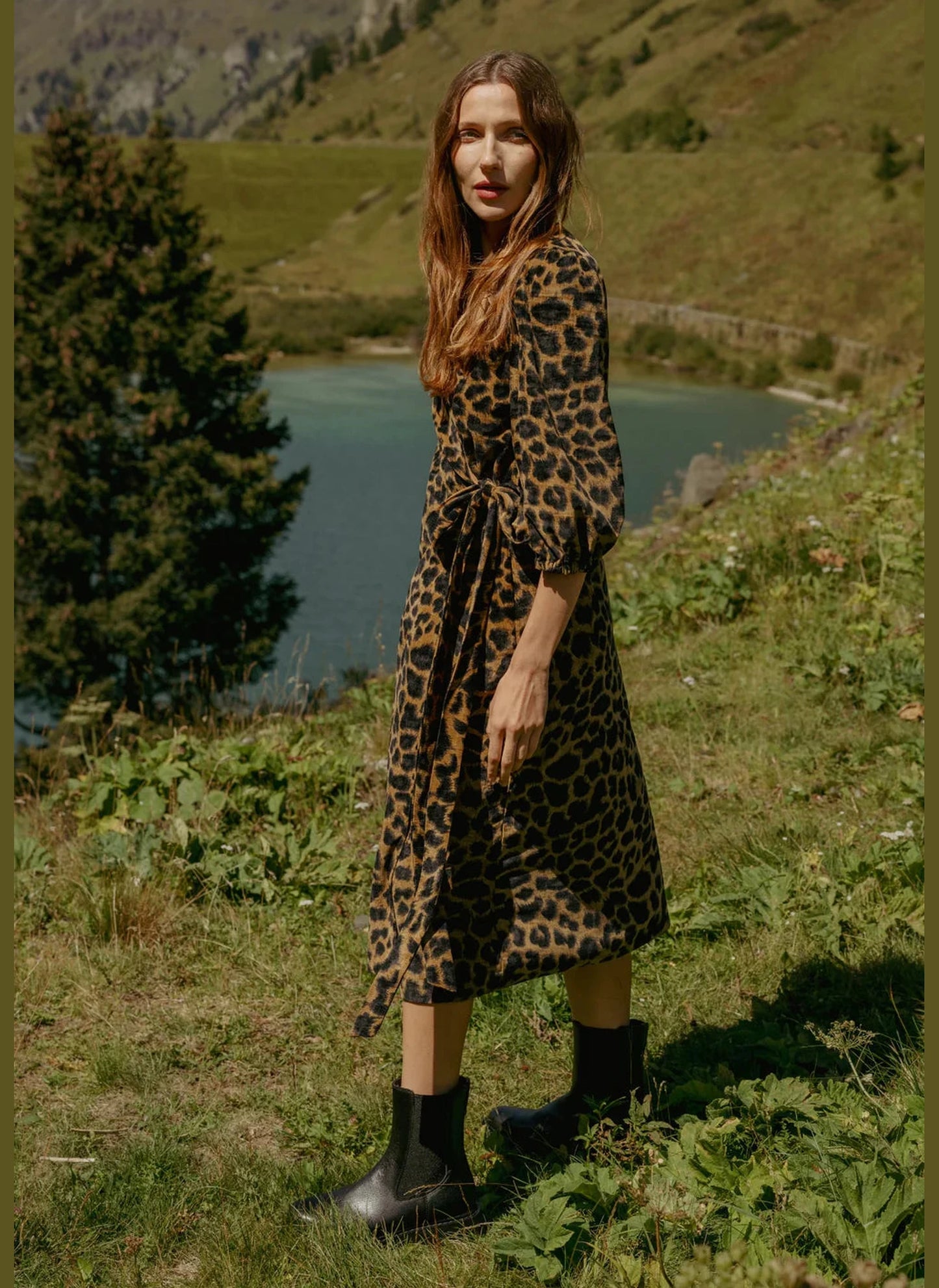 Proceed With Caution Wrap Dress - Leopard