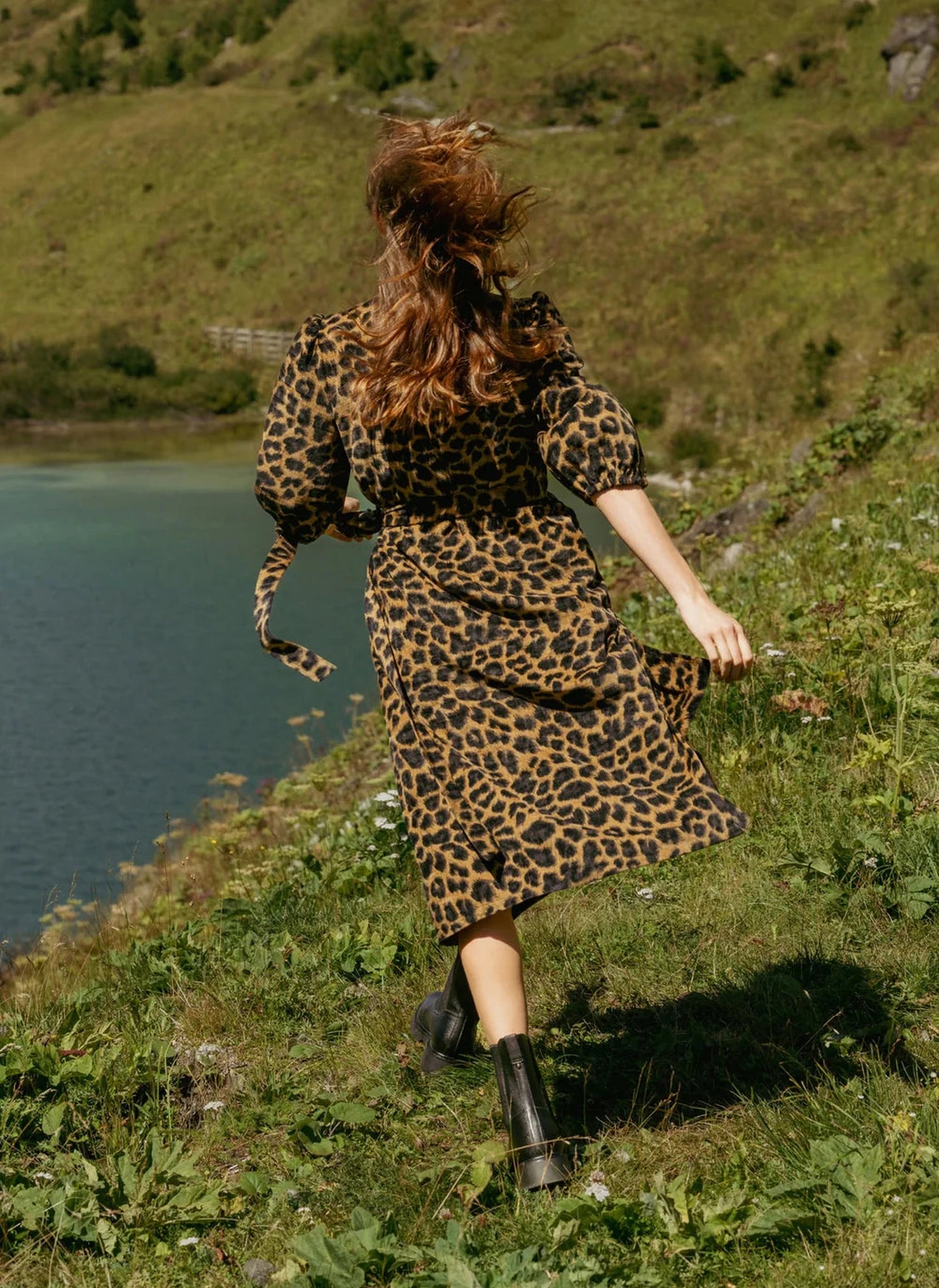 Proceed With Caution Wrap Dress - Leopard