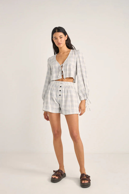 Desi Plaid Boxer Shorts - Blue